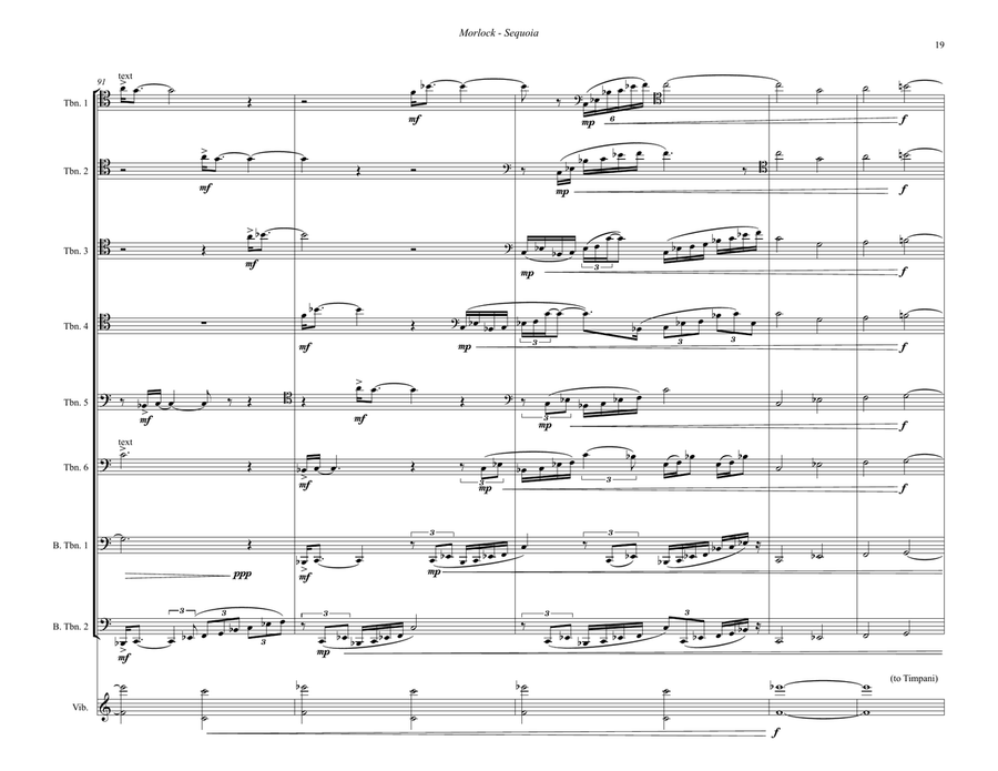 Sequoia for Trombone Octet and Percussion Chamber Music scores gallery preview page 7