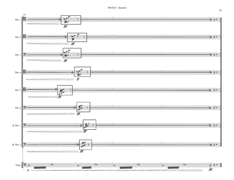 Sequoia for Trombone Octet and Percussion Chamber Music scores gallery preview page 9