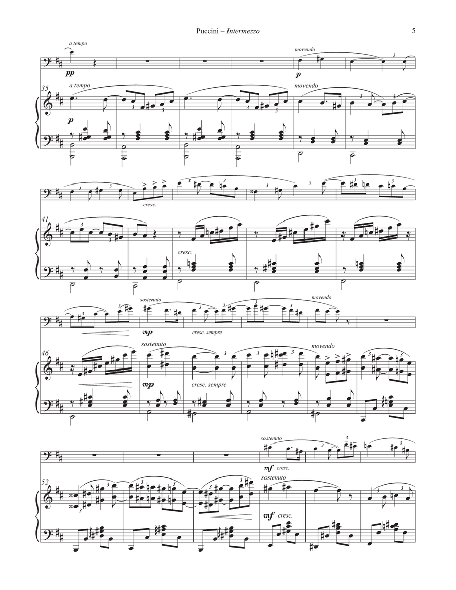 Intermezzo from Manon Lescaut for Euphonium and Piano Euphonium scores gallery preview page 4