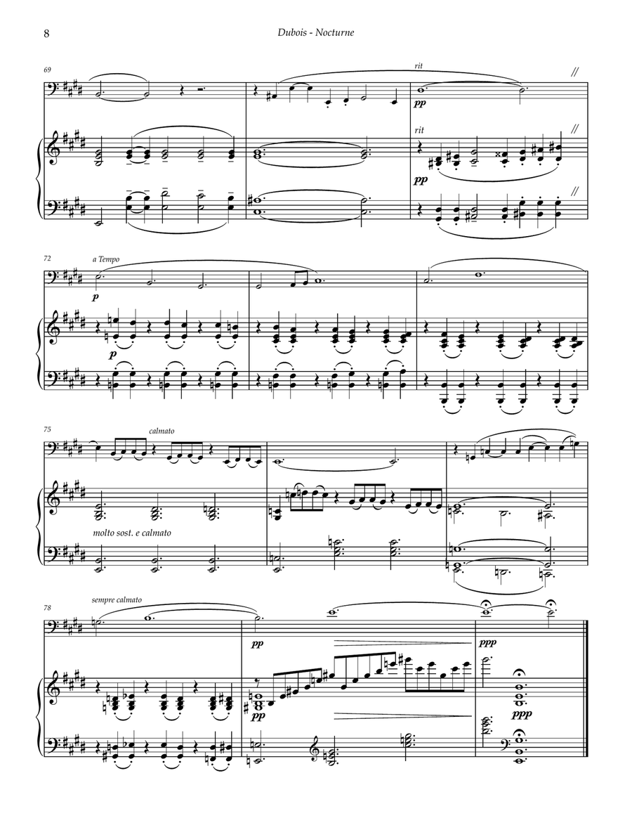 Nocturne for Bass Trombone or Tuba and Piano Trombone scores gallery preview page 4