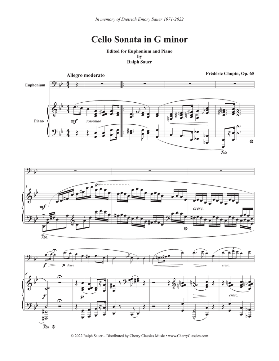 Sonata in G minor for Euphonium and Piano Euphonium scores gallery preview page 2