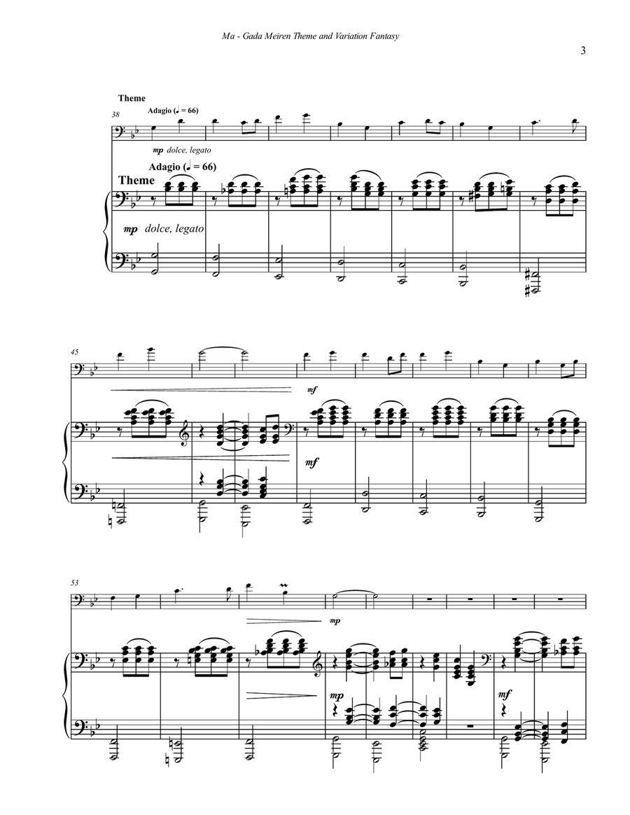 Gada Meirin Theme and Variations Fantasy for Trombone and Piano Piano Accompaniment scores gallery preview page 4