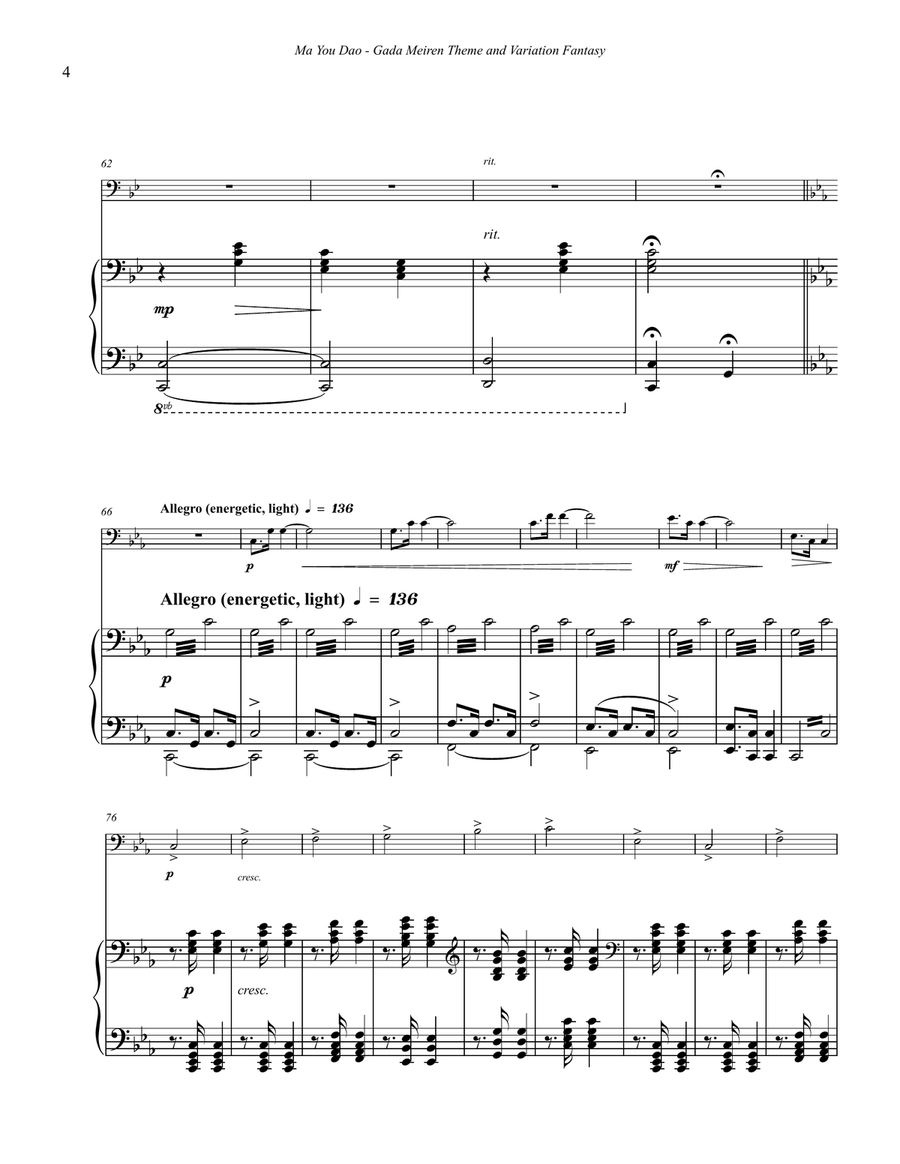 Gada Meirin Theme and Variations Fantasy for Trombone and Piano Piano Accompaniment scores gallery preview page 5