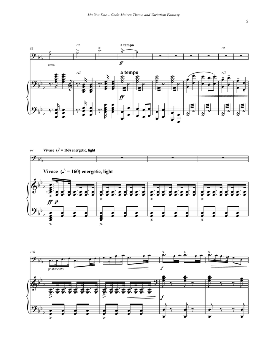 Gada Meirin Theme and Variations Fantasy for Trombone and Piano Piano Accompaniment scores gallery preview page 6