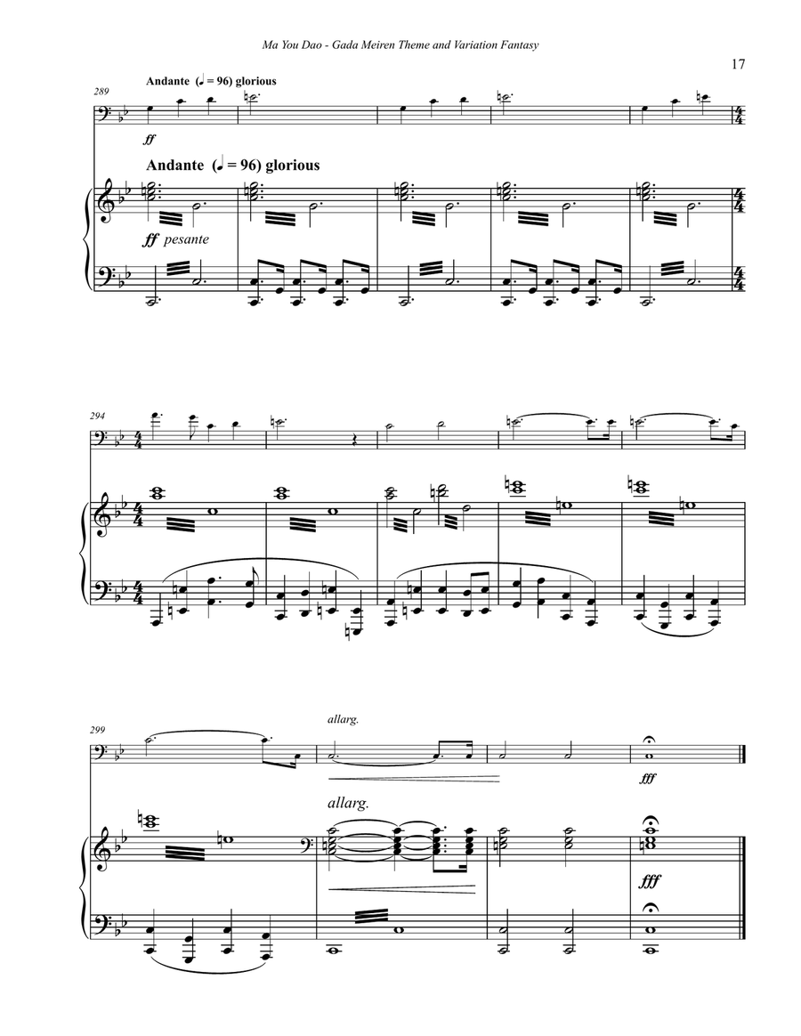 Gada Meirin Theme and Variations Fantasy for Trombone and Piano Piano Accompaniment scores gallery preview page 8