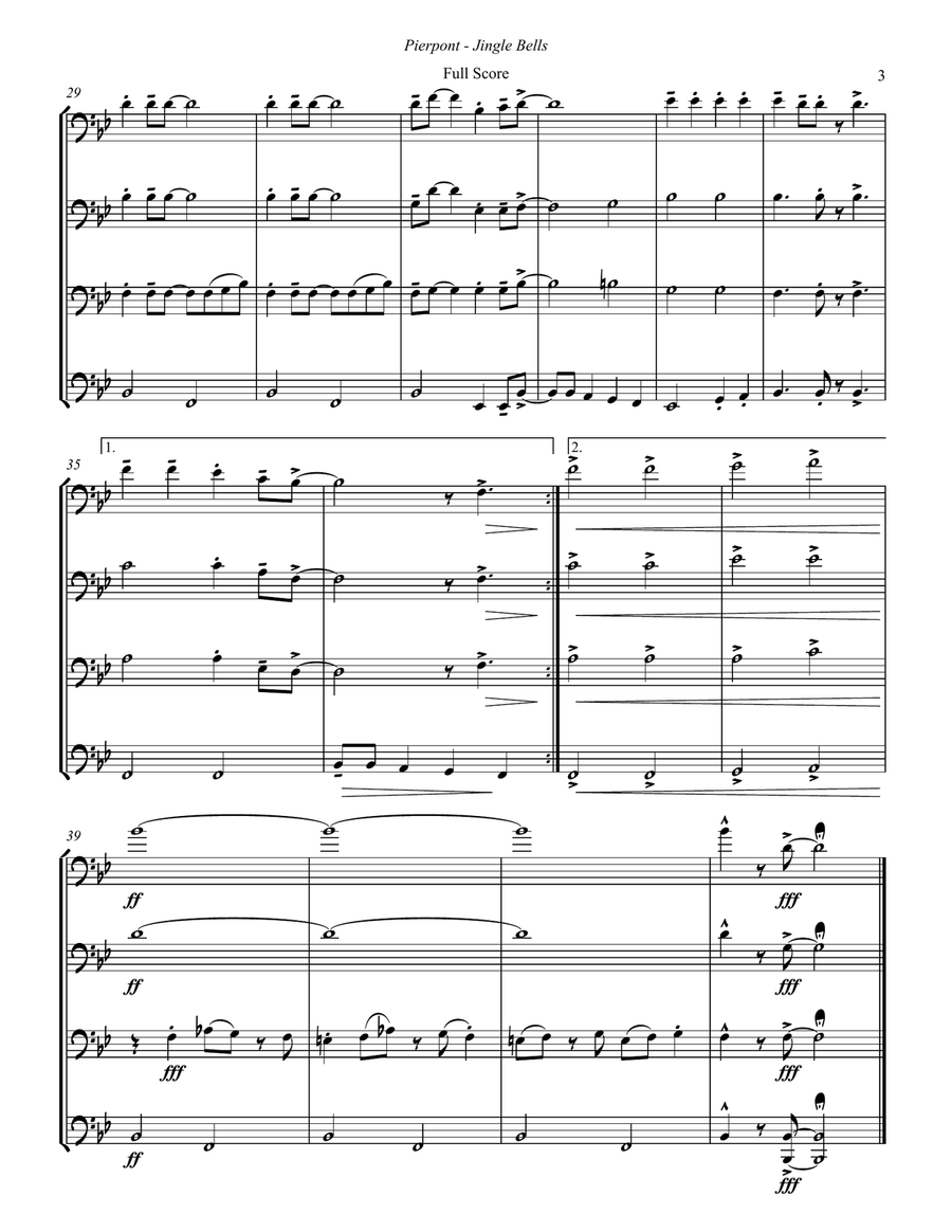 Jingle Bells swing style for Trombone Quartet Trombone Quartet scores gallery preview page 3