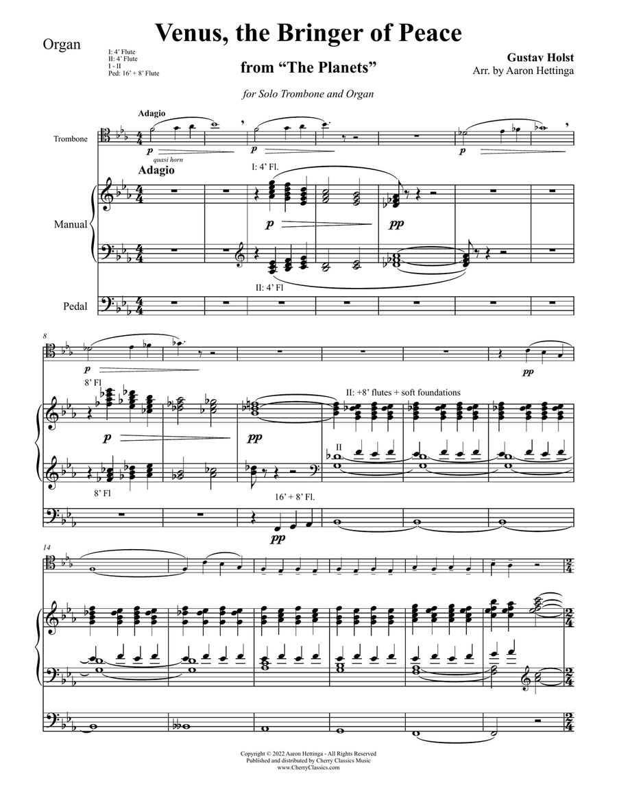 Venus, the Bringer of Peace for Trombone and Organ Trombone scores gallery preview page 2