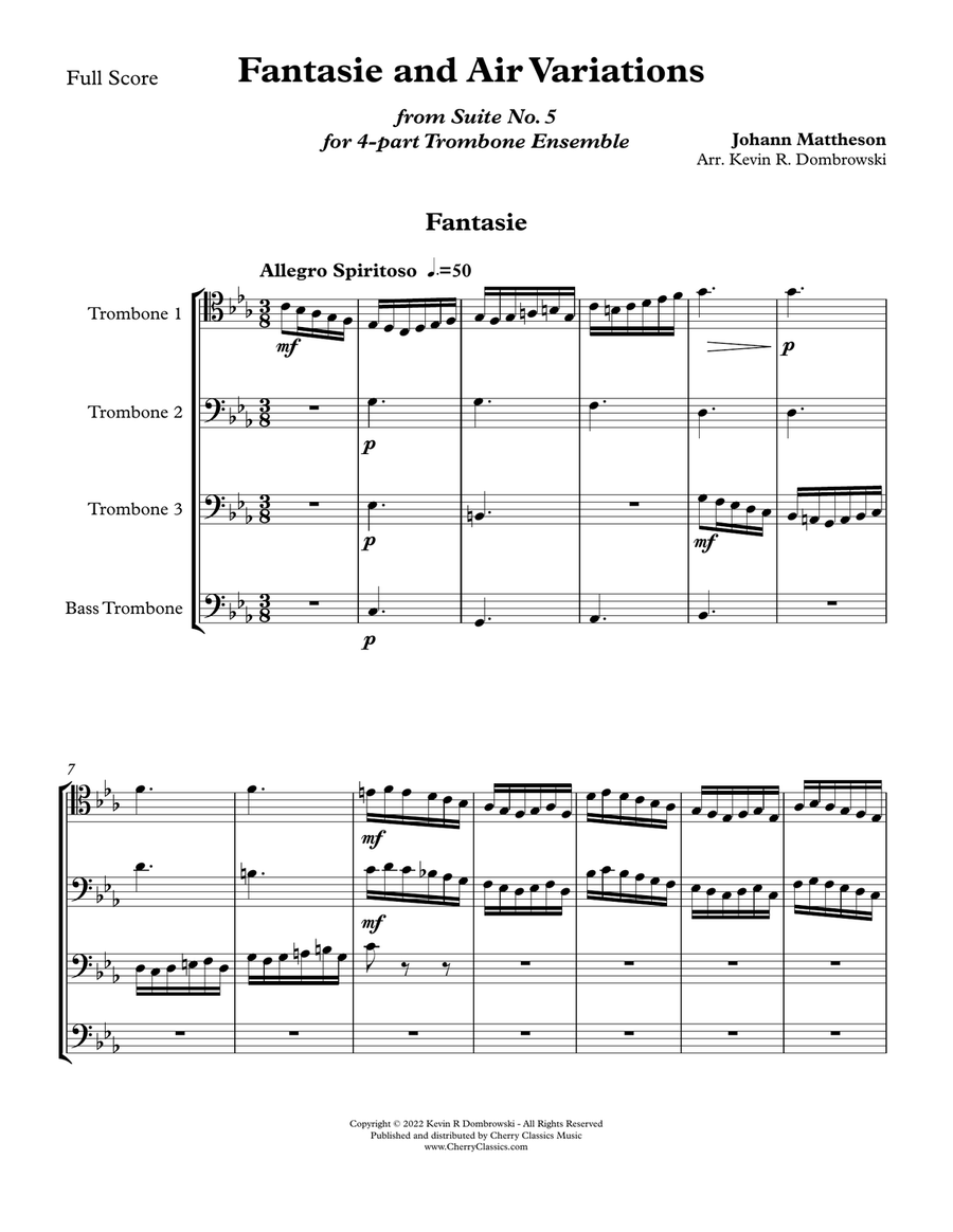 Fantasie and Air Variations for 4-part Trombone Ensemble 4-Part scores gallery preview page 2