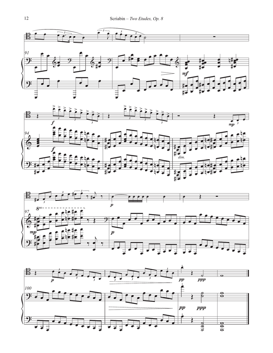 Two Etudes for Trombone and Piano from Op. 8 Piano Accompaniment scores gallery preview page 4