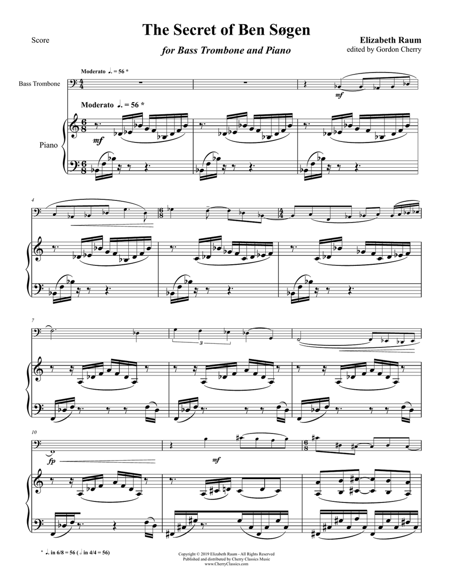 The Secret of Ben Søgen for Bass Trombone and Piano accompaniment Bass Trombone scores gallery preview page 2