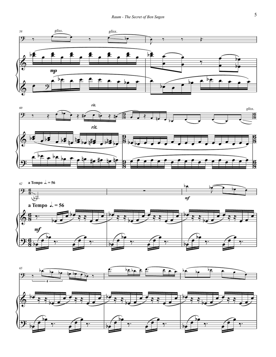 The Secret of Ben Søgen for Bass Trombone and Piano accompaniment Bass Trombone scores gallery preview page 3