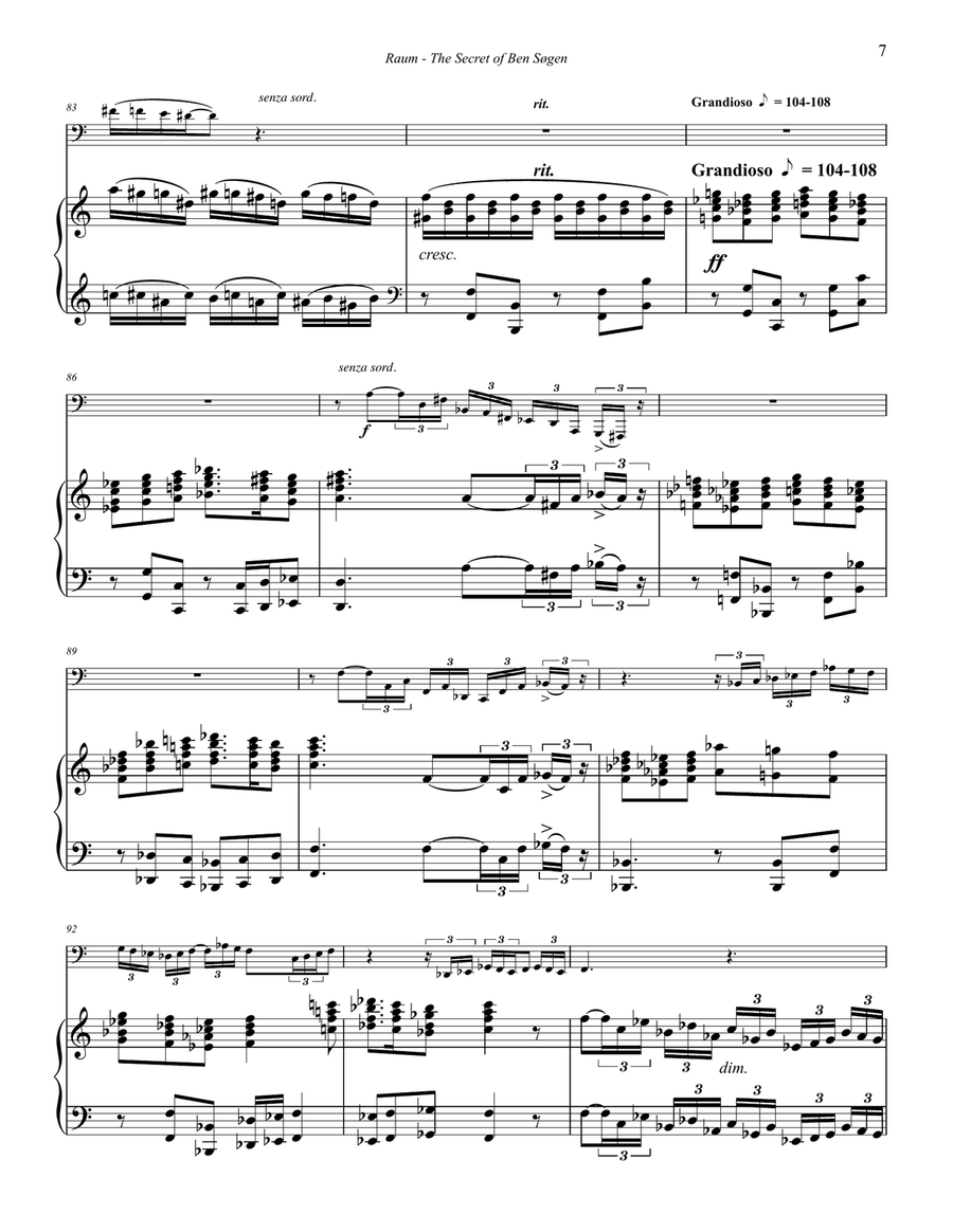 The Secret of Ben Søgen for Bass Trombone and Piano accompaniment Bass Trombone scores gallery preview page 4
