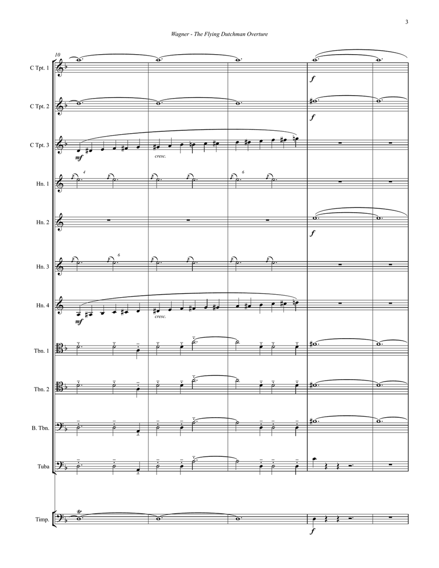 The Flying Dutchman Overture for 11-part Brass Ensemble and Timpani Percussion scores gallery preview page 3