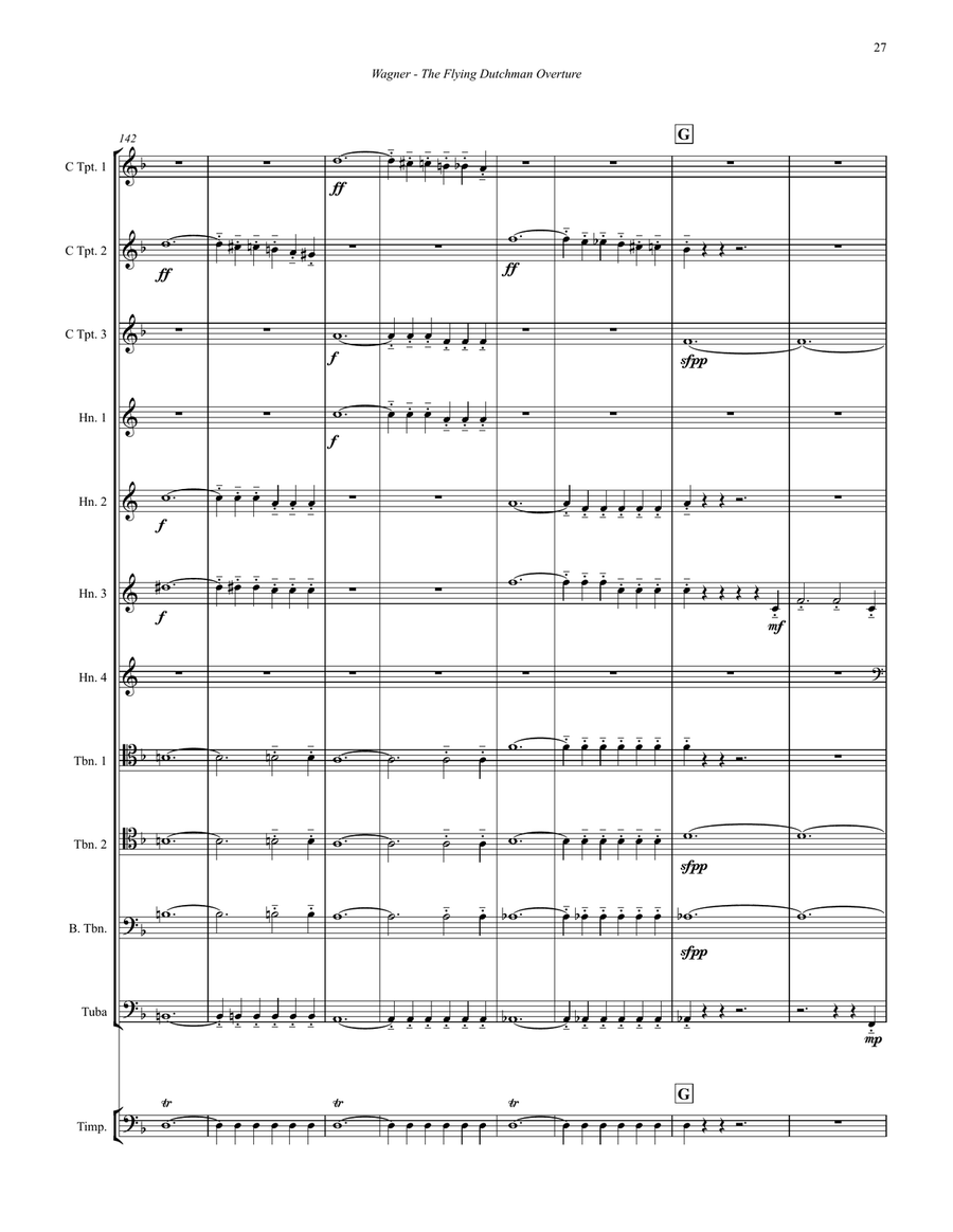 The Flying Dutchman Overture for 11-part Brass Ensemble and Timpani Percussion scores gallery preview page 5