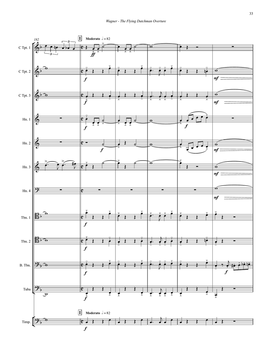The Flying Dutchman Overture for 11-part Brass Ensemble and Timpani Percussion scores gallery preview page 6