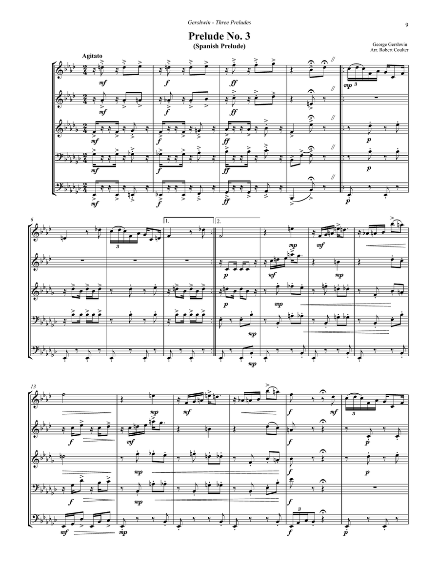 Three Preludes for Brass Quintet Brass Quintet scores gallery preview page 4