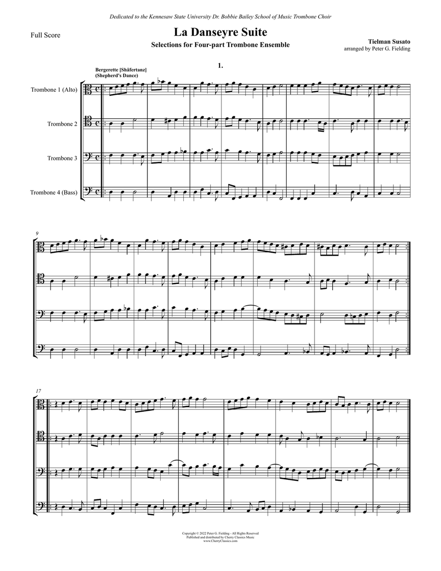 La Danseyre Suite, Selections for 4-part Trombone Ensemble 4-Part scores gallery preview page 2