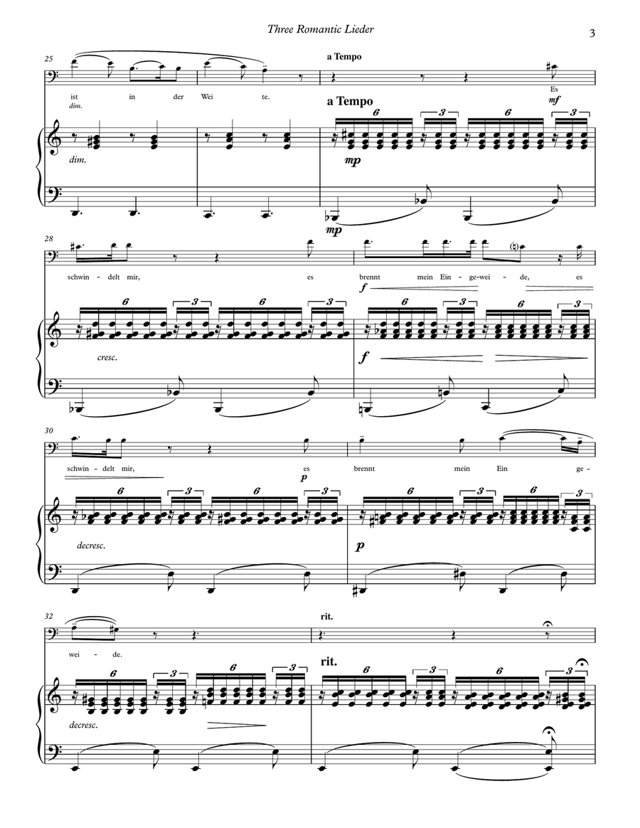 Three Romantic Lieder for Trombone and Piano Piano Accompaniment scores gallery preview page 3