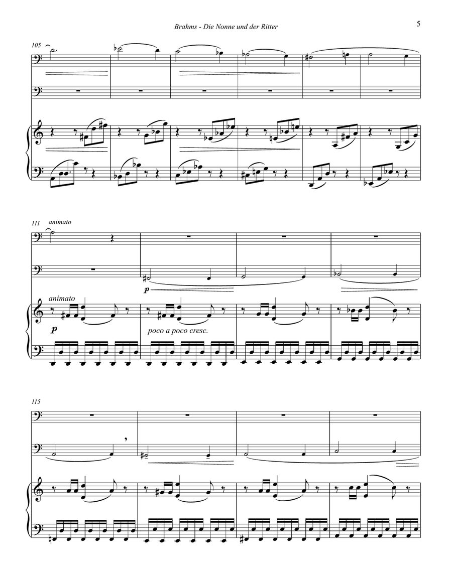 Die Nonne und der Ritter, Op. 28, No. 1 for Trombone and Bass Trombone (Tuba) and Piano Brass Duet scores gallery preview page 3