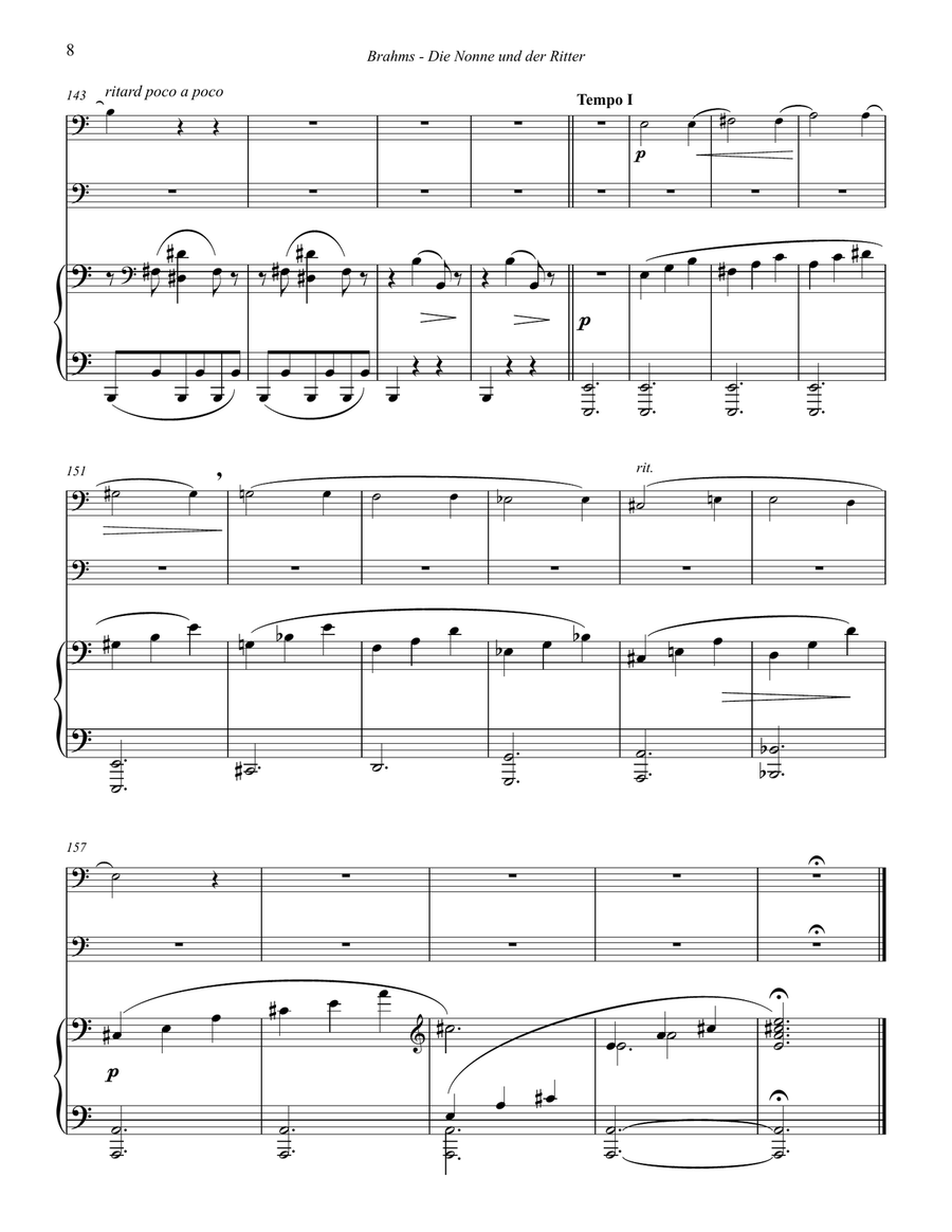 Die Nonne und der Ritter, Op. 28, No. 1 for Trombone and Bass Trombone (Tuba) and Piano Brass Duet scores gallery preview page 4