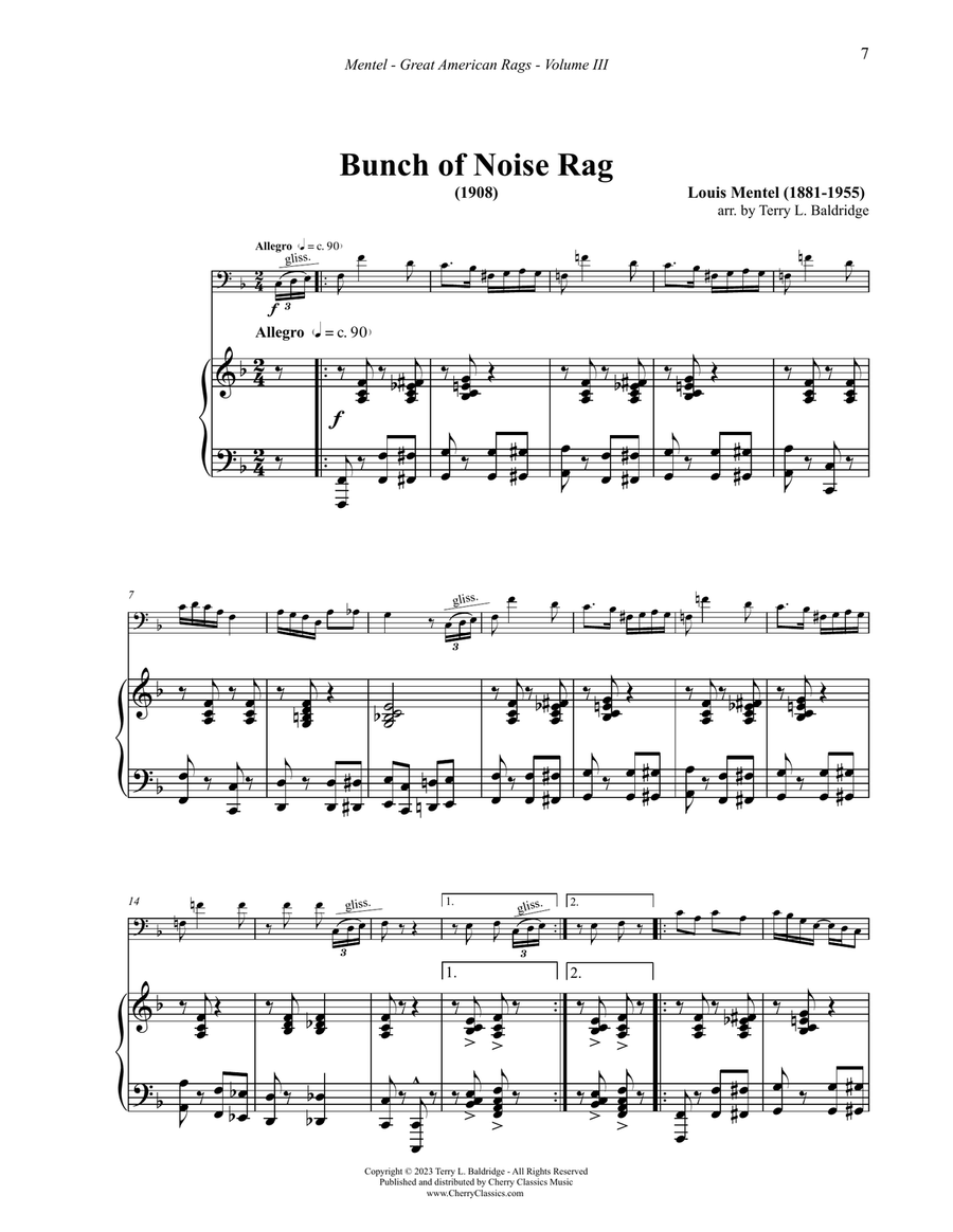 Great American Rags for Trombone or Euphonium & PIano Volume III Euphonium scores gallery preview page 4