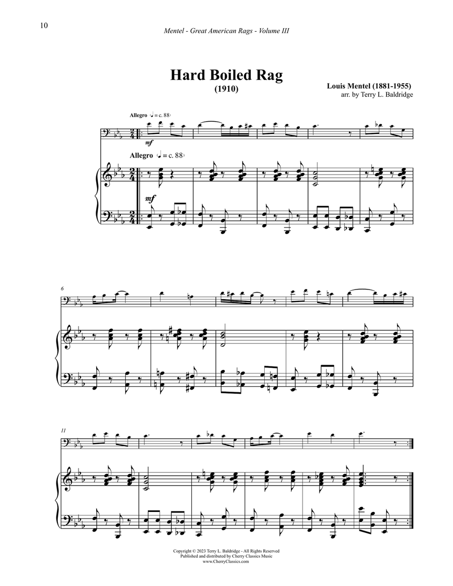 Great American Rags for Trombone or Euphonium & PIano Volume III Euphonium scores gallery preview page 5