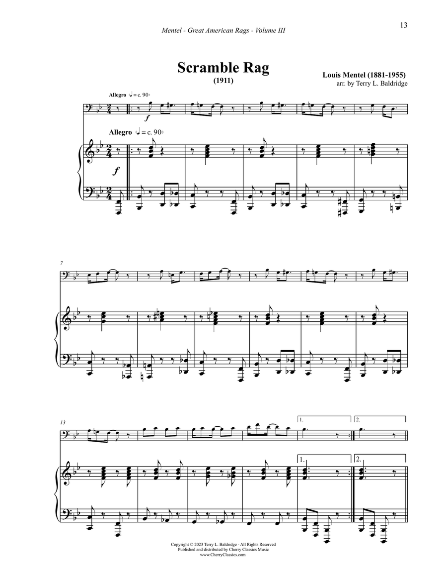 Great American Rags for Trombone or Euphonium & PIano Volume III Euphonium scores gallery preview page 6