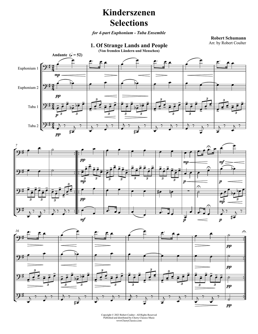 Schumann - Kinderszenen (Scenes From Childhood) selections for Euphonium/Tuba Quartet Tuba Quartet scores gallery preview page 2