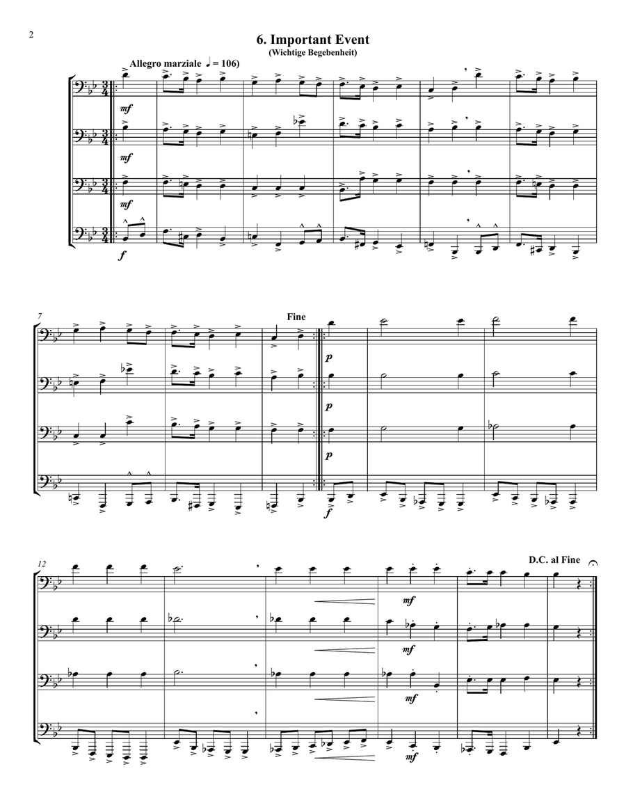 Schumann - Kinderszenen (Scenes From Childhood) selections for Euphonium/Tuba Quartet Tuba Quartet scores gallery preview page 3