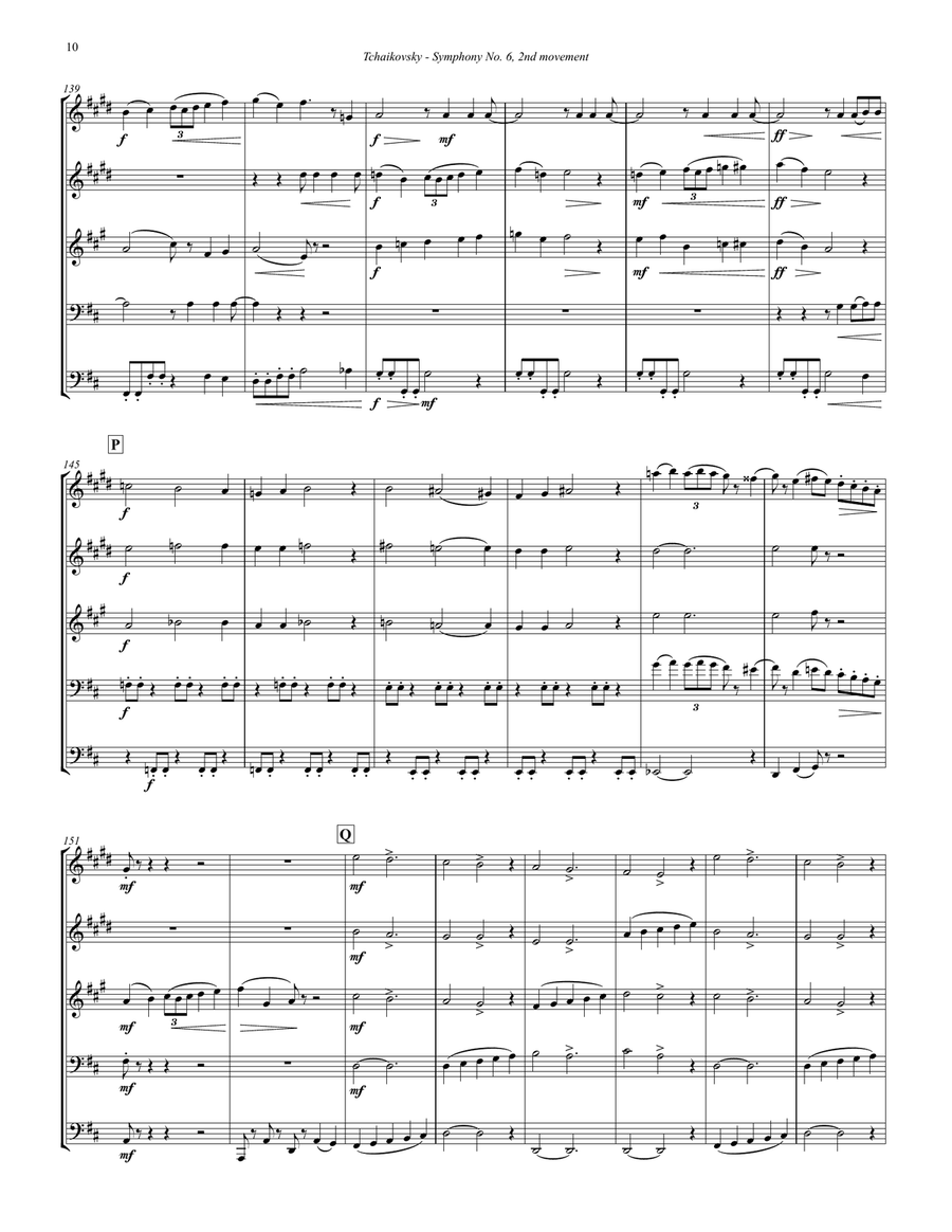 Symphony No. 6, 2nd Movement for Brass Quintet Brass Quintet scores gallery preview page 5