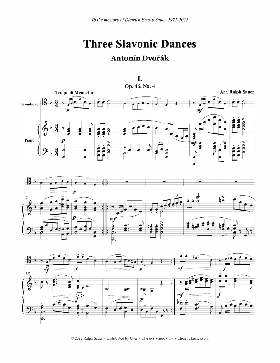 Three Slavonic Dances for Trombone and Piano Piano Accompaniment scores gallery preview page 2