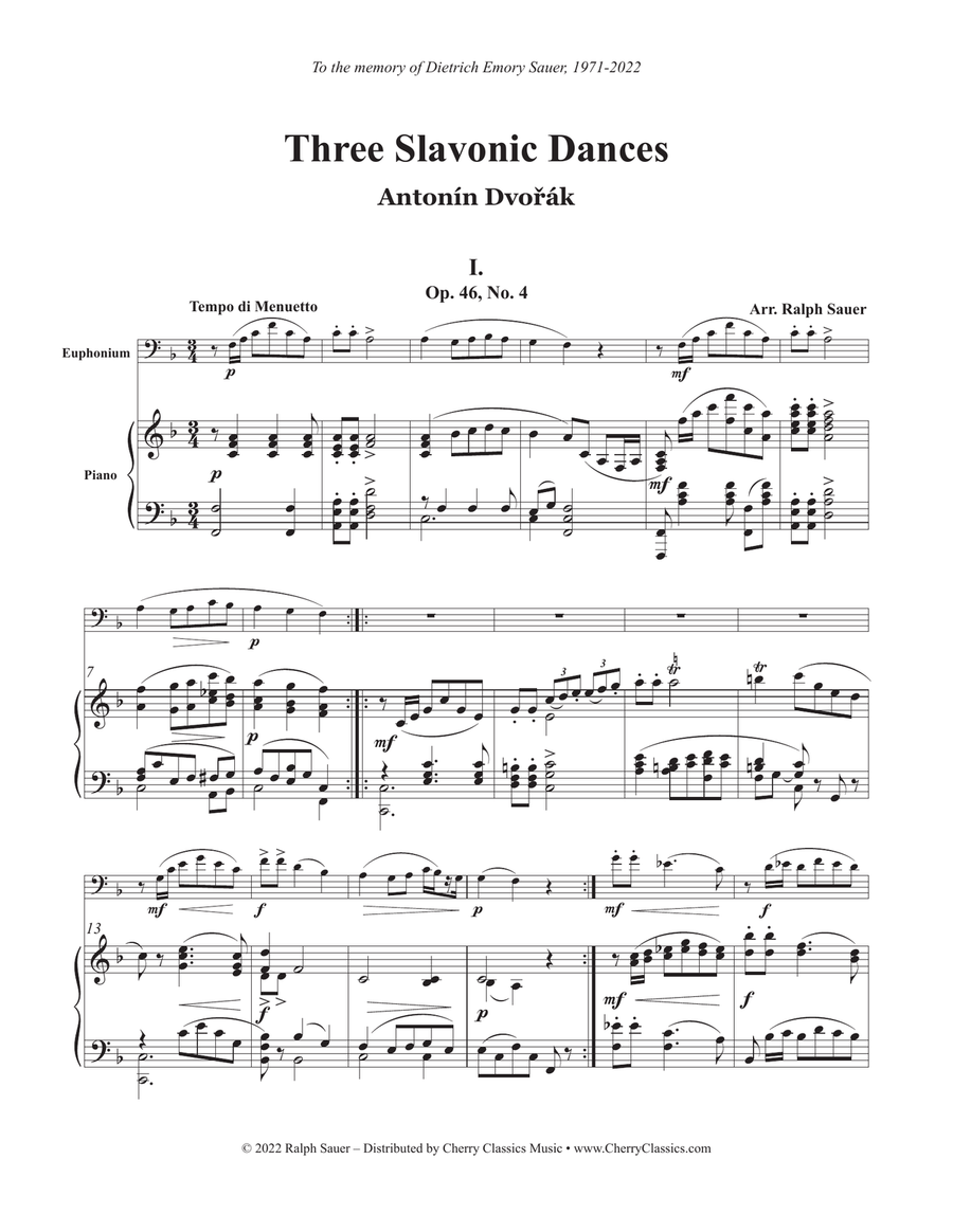 Three Slavonic Dances for Euphonium and Piano Euphonium scores gallery preview page 2
