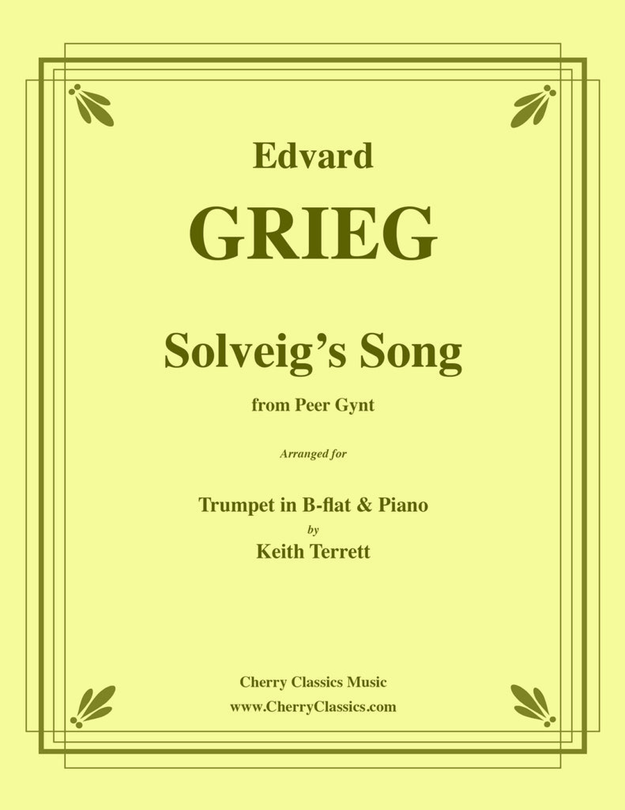 Solveig’s Song from Peer Gynt for Trumpet in B-flat and Piano accompaniment B-Flat Trumpet scores gallery preview page 1