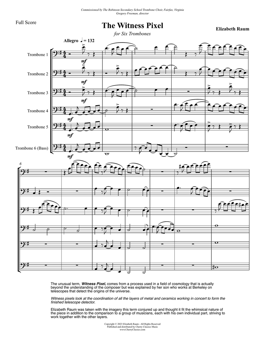 The Witness Pixel for Six Trombones Chamber Music scores gallery preview page 3