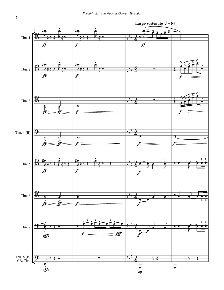 Puccini - Turandot, Extracts from the Opera for 8-part Trombone Ensemble Trombone scores gallery preview page 3