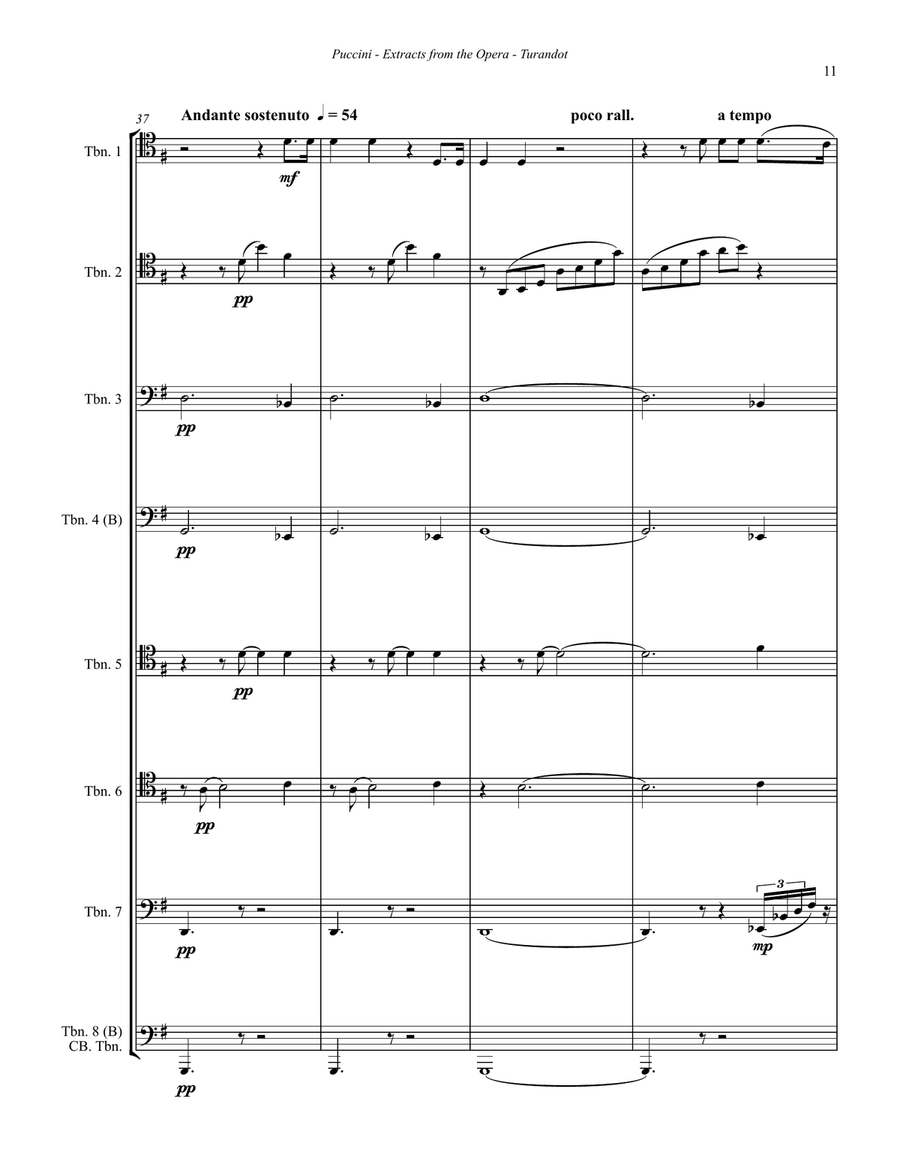 Puccini - Turandot, Extracts from the Opera for 8-part Trombone Ensemble Trombone scores gallery preview page 6