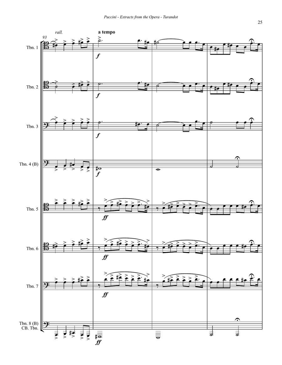Puccini - Turandot, Extracts from the Opera for 8-part Trombone Ensemble Trombone scores gallery preview page 8