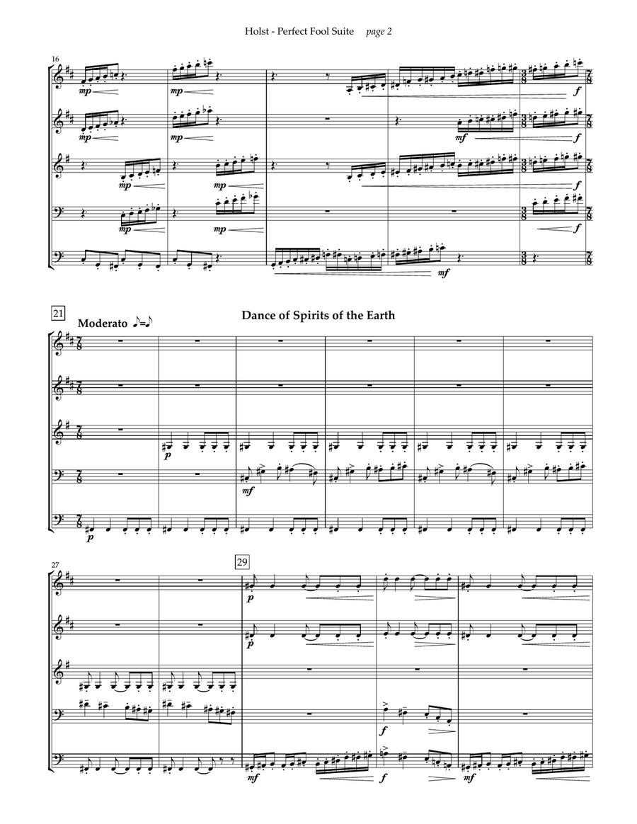 The Perfect Fool Ballet Suite for Brass Quintet Brass Quintet scores gallery preview page 3