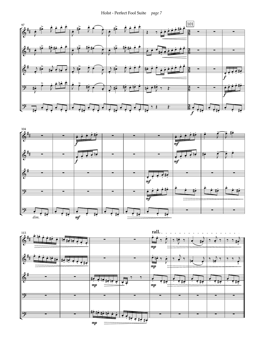 The Perfect Fool Ballet Suite for Brass Quintet Brass Quintet scores gallery preview page 4