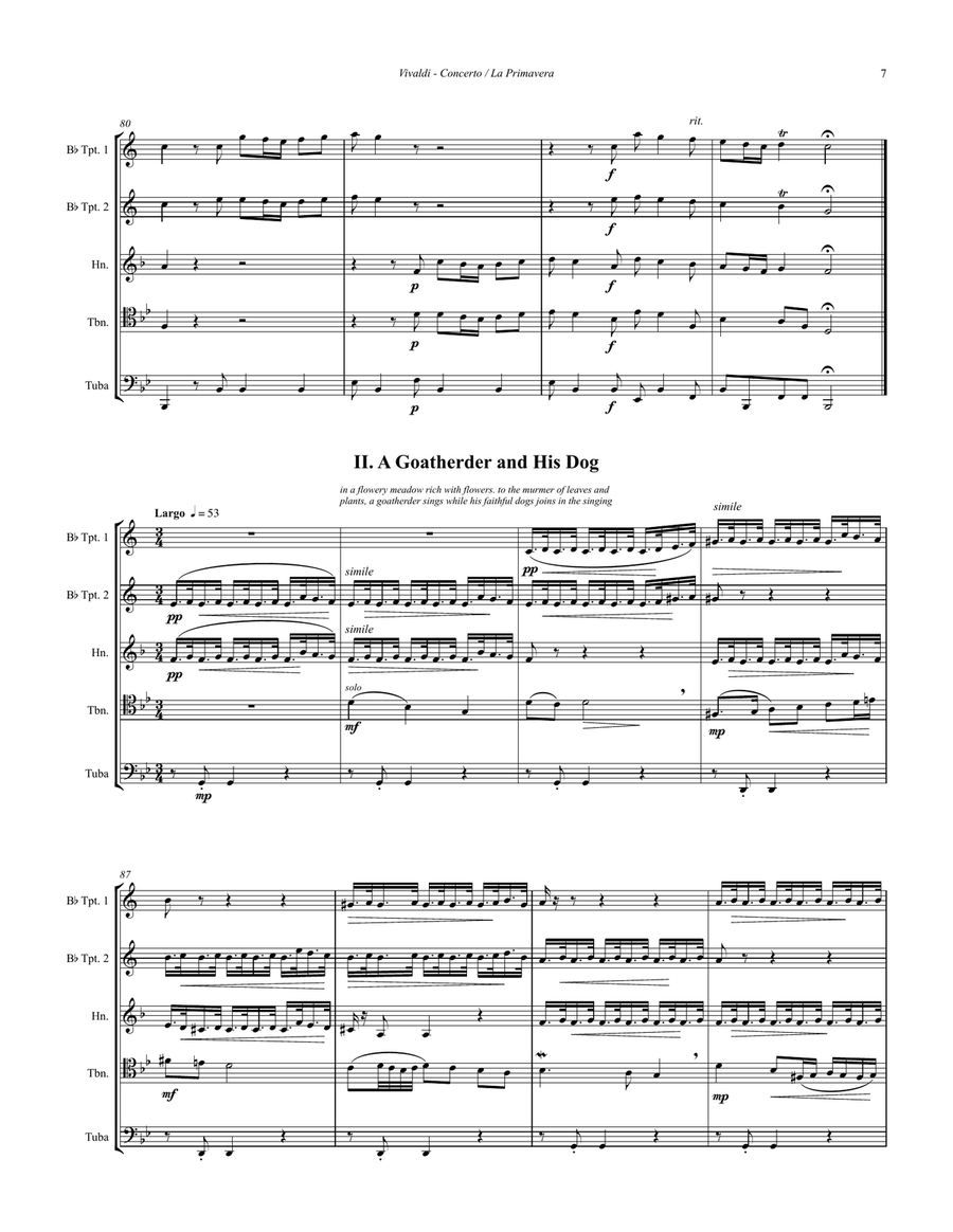 Spring from the Four Seasons for Brass Quintet Brass Quintet scores gallery preview page 3