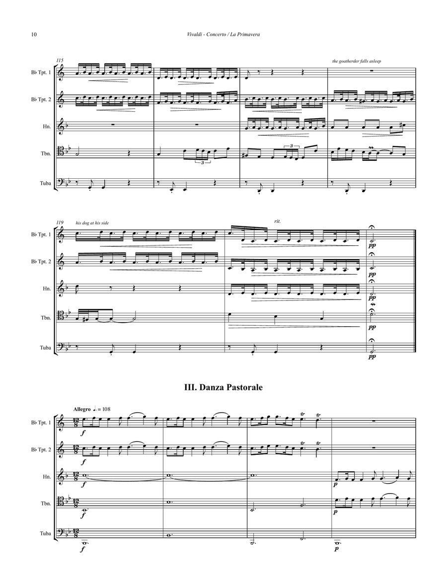 Spring from the Four Seasons for Brass Quintet Brass Quintet scores gallery preview page 4