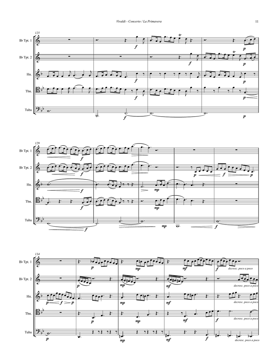 Spring from the Four Seasons for Brass Quintet Brass Quintet scores gallery preview page 5