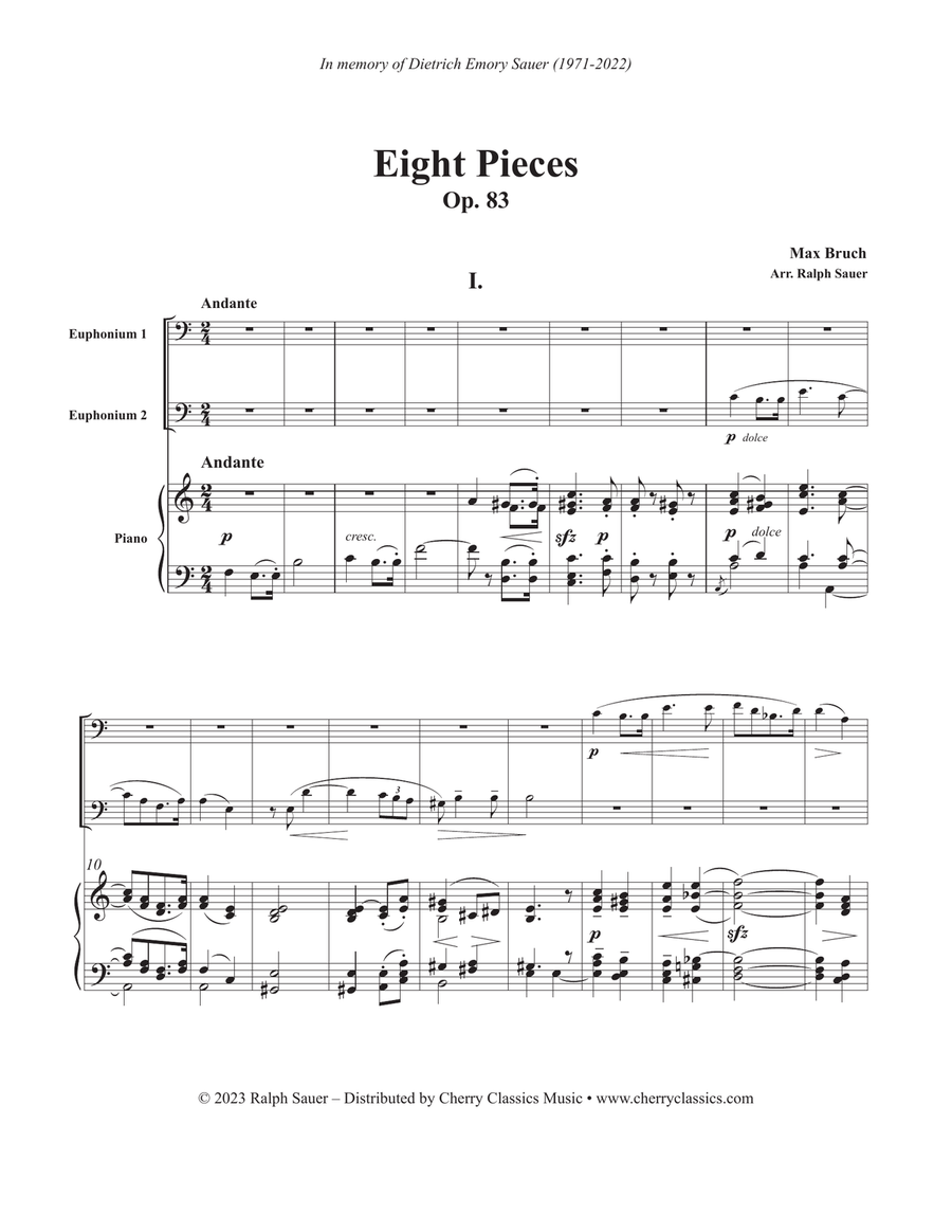 Eight Pieces, Op. 83 for Two Euphoniums and Piano Euphonium Duet scores gallery preview page 2