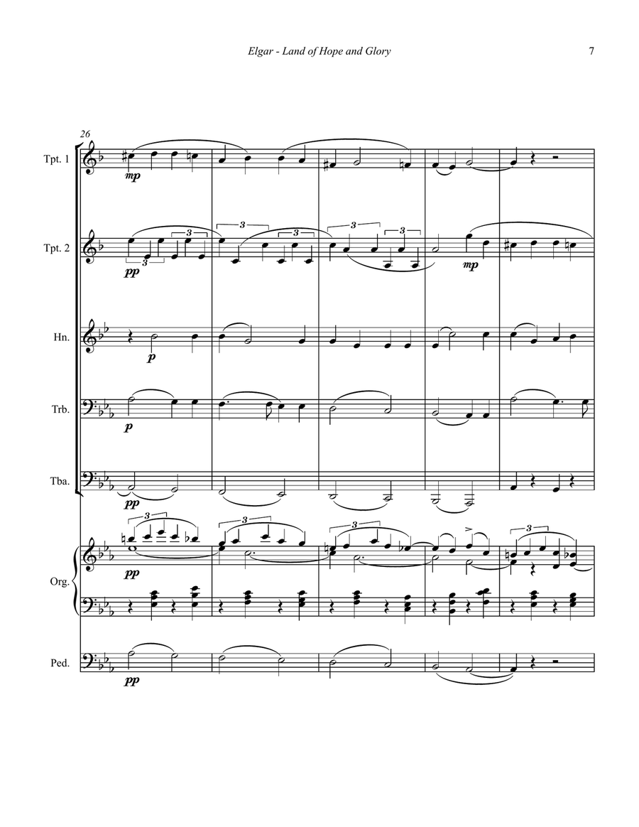Land of Hope and Glory for Brass Quintet and Organ Organ scores gallery preview page 4
