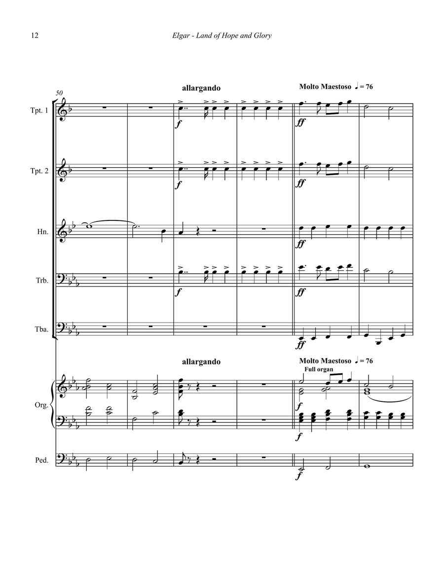 Land of Hope and Glory for Brass Quintet and Organ Organ scores gallery preview page 5