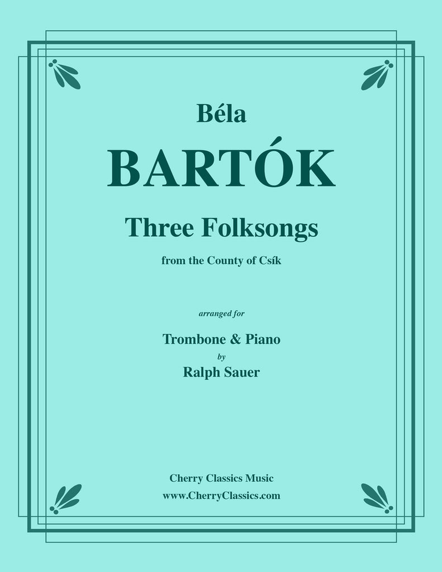 Three Folksongs for Trombone and Piano Piano Accompaniment scores gallery preview page 1