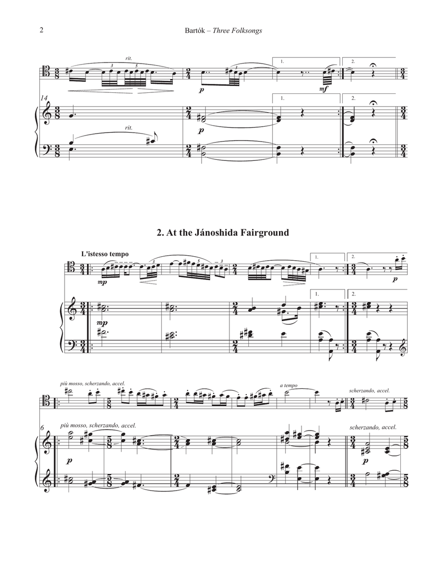 Three Folksongs for Trombone and Piano Piano Accompaniment scores gallery preview page 3
