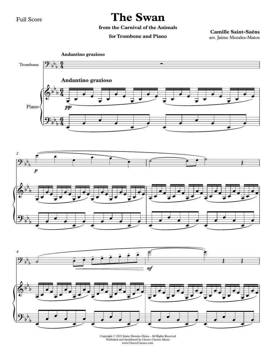 The Swan for Trombone and Piano Piano Accompaniment scores gallery preview page 2