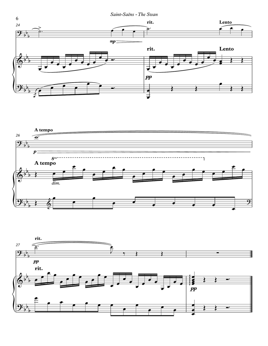 The Swan for Trombone and Piano Piano Accompaniment scores gallery preview page 3