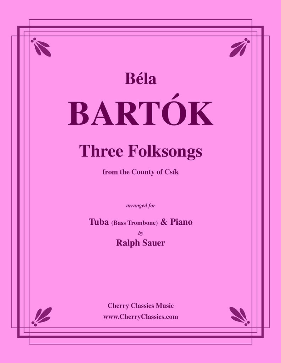 Three Folksongs for Tuba or Bass Trombone and Piano Bass Trombone scores gallery preview page 1